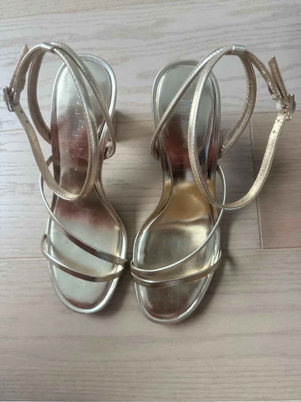Mix No. 6 Harllow Metallic Gold Strappy Ankle‑Strap Sandals